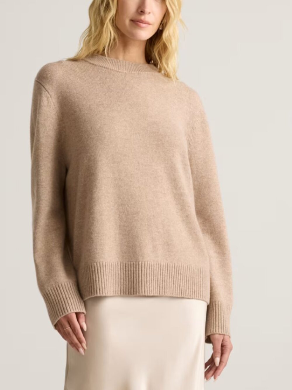 Quince Mongolian Cashmere 2.0 Oversized Crewneck Sweater Oatmeal Size Large